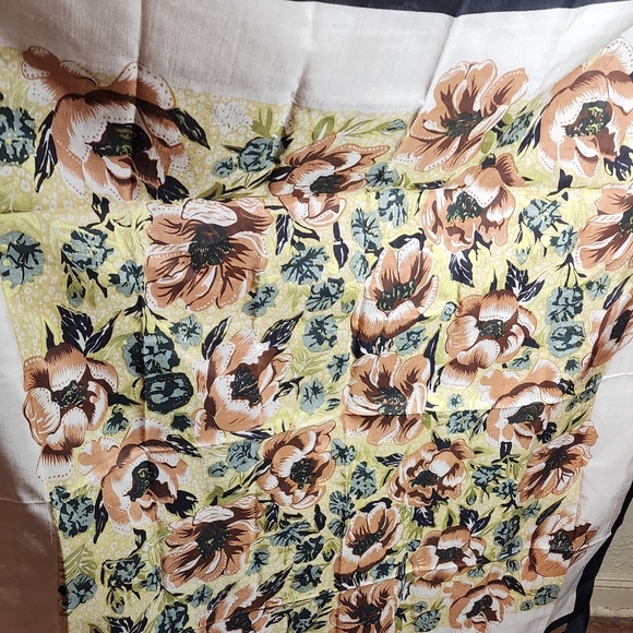 Vintage Shatung Thai silk rose scarf‎ NEW - Picture 1 of 11